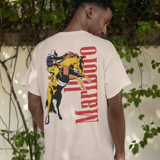 Western Cowboy Beer T-Shirt, Vintage 90s Graphic Western Shirt, Retro Beer Tee, Rodeo Oversized Cowboy Shirt, Wild West Gift, Cool Summer Clothes for Men, Men's Drop Shoulder Round Neck Spring Tee, Regular Fit Graphic Streetwear T-Shirt, Menswear Top
