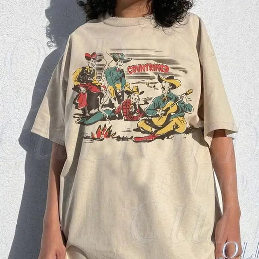 Western Cowboy Retro T-Shirt, Vintage 90s Country Shirt, Retro Farmer Tee, Rodeo Cowboy Shirt, Wild West Gift, Distressed Cotton Shirt