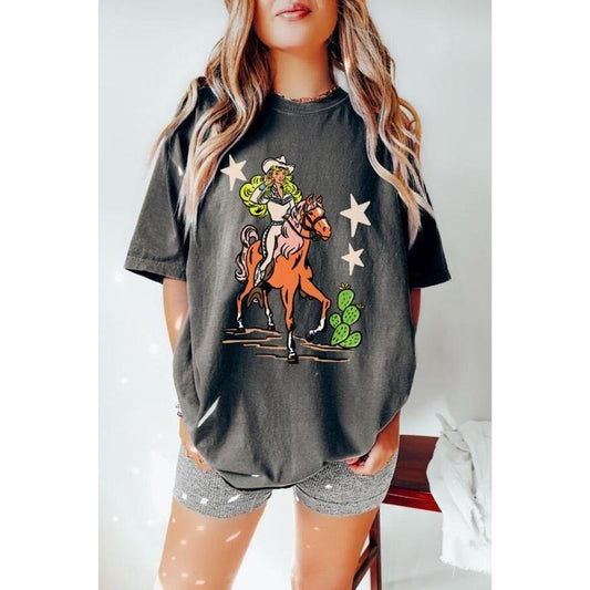 Western Graphic Tee, Retro Doll Tshirt, Cowgirl graphic T Shirt, Western Doll, Pink Cowgirl Doll Shirt,