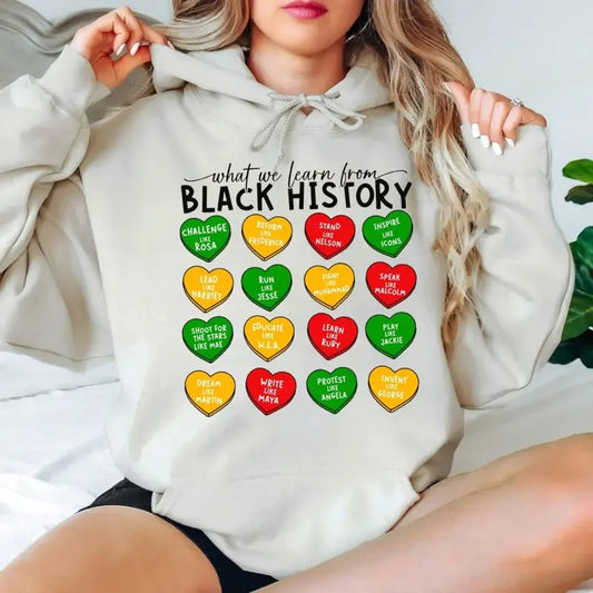 What We Learned From Black History Tshirt Sweatshirt Hoodie, Black History Month, African American, Juneteenth Shirt , Unisex Sweater Pullover Tee