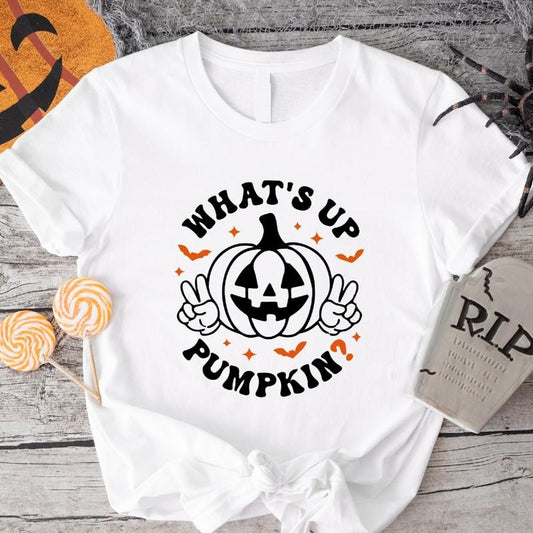 What's Up Pumpkin? T-Shirt, Matching Halloween Party Shirt, Unisex Funny Pumpkin Tee, Fall Gift Tee, Spooky Season Tee