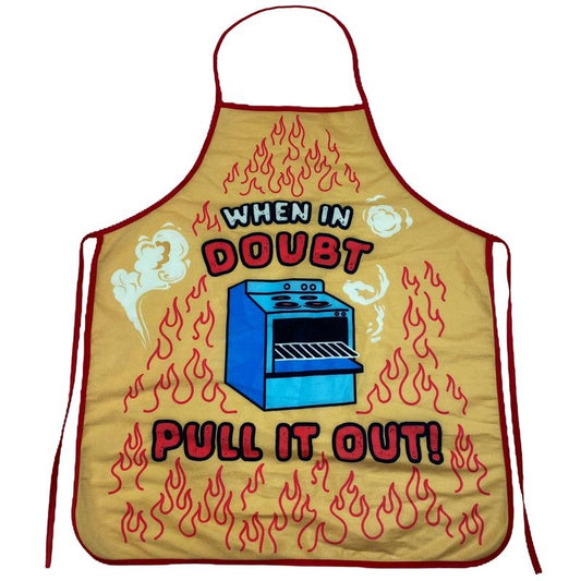 When In Doubt Pull It Out Apron Funny Oven Baking Cooking Graphic Kitchen Smock Funny Graphic Kitchenwear Funny Food  Novelty Cookware Yellow
