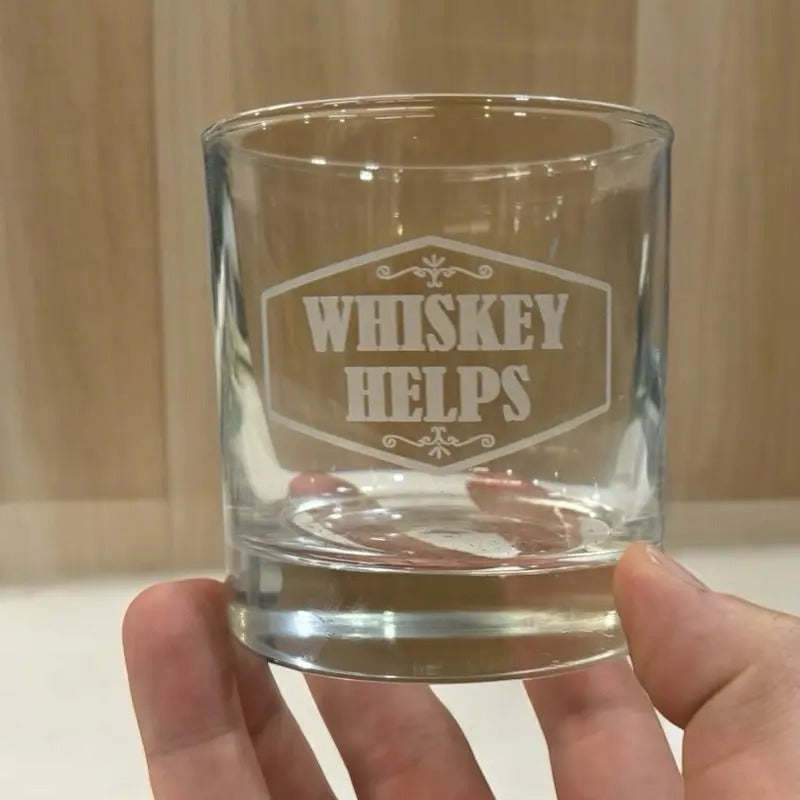 Whiskey Helps 10.5 oz Rocks Glass