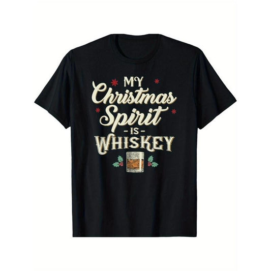 Whiskey is My Christmas Spirit Drinking Funny Xmas T-Shirt  made in usa