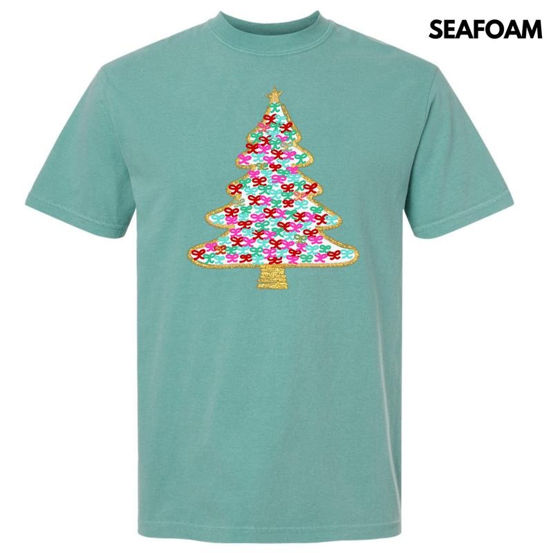 White Bushel Of Bows Christmas Tree Comfort Colors T-Shirt 'NLB'
