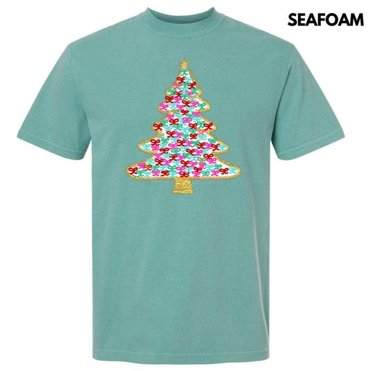 White Bushel Of Bows Christmas Tree Comfort Colors T-Shirt 'NLB'