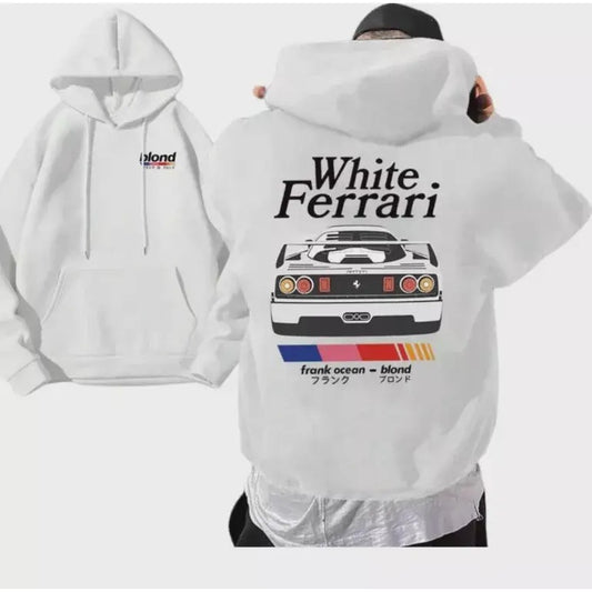 White Ferrari Hoodie Frank Ocean Blonde Hoodie Retro Car, Frank Ocean Hoodie
