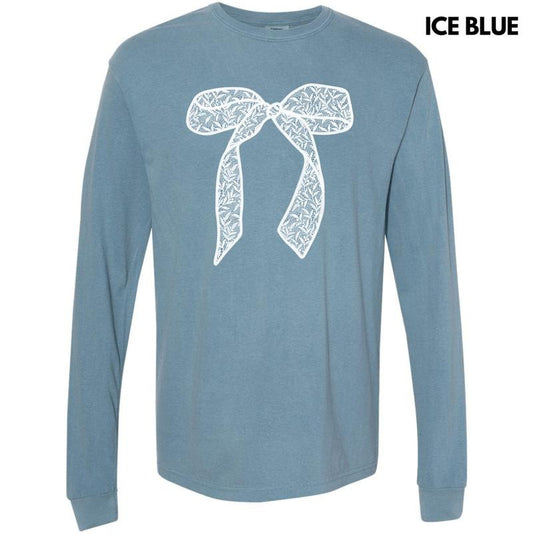 White Lace Bow Long Sleeve Comfort Colors T-Shirt 'NLB'