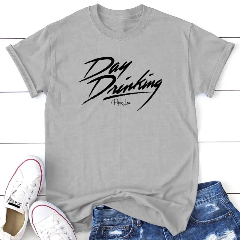 Day Drinking Tee, Proudly Printed In The USA, Tee Gray / White, #sassy #cute #blackprint