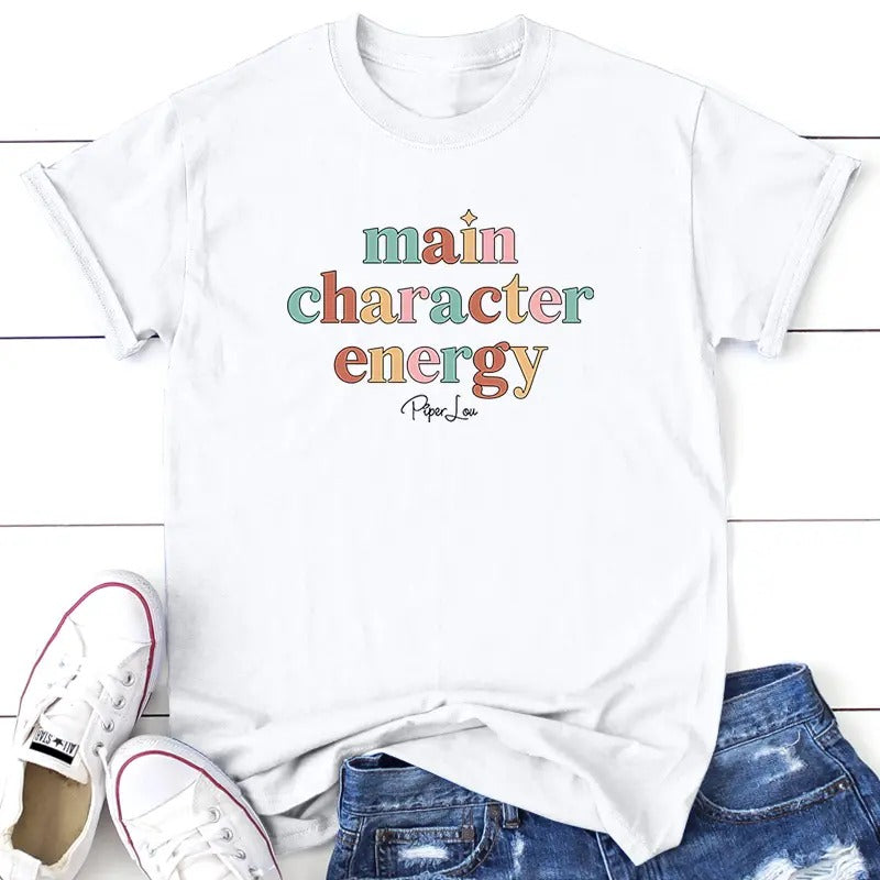 Main Character Energy Graphic Tee, Proudly Printed In The USA, Tee Gray / White, #sassy #cute #colorprint #maincharacter