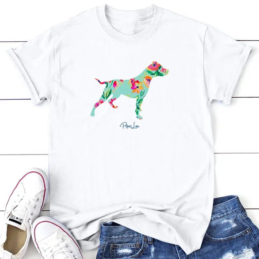Floral Pit Tee, Proudly Printed In The USA, Tee Gray / White, #sassy #cute #colorprint Collar Comfort