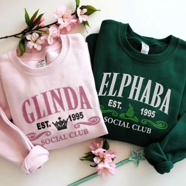 Wicked Glitter Embroidered Sweatshirt, Elphaba and Glinda Crewneck Hoodie,  Wicked Sweatshirt Embroidered, Wicked Movie Shirt