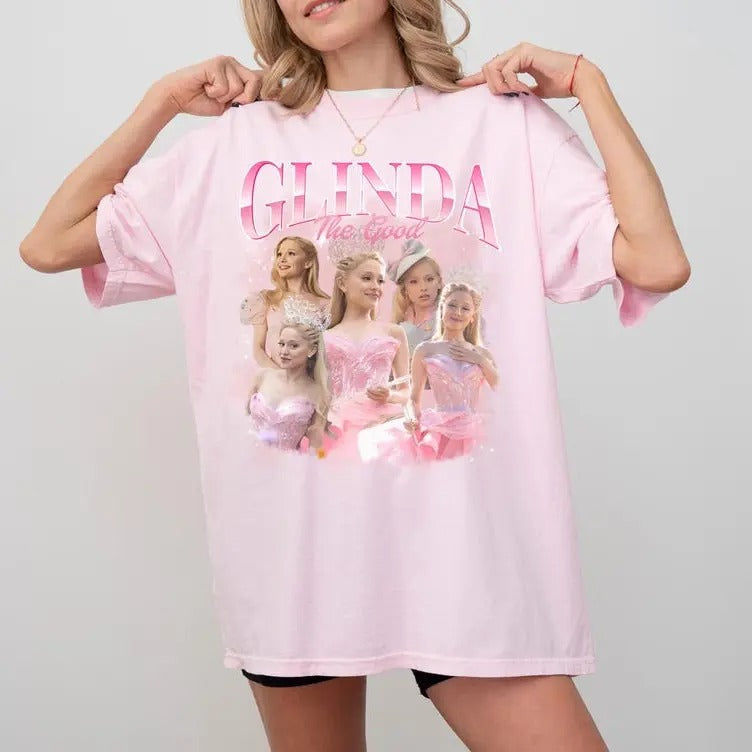 Wicked Pink Glinda T-Shirt, Defy Gravity Broomstick Magic Wand T-Shirt, Wizard Fan Shirt, Wicked Musical Fan Retro Pink Glinda T-Shirt, Classic