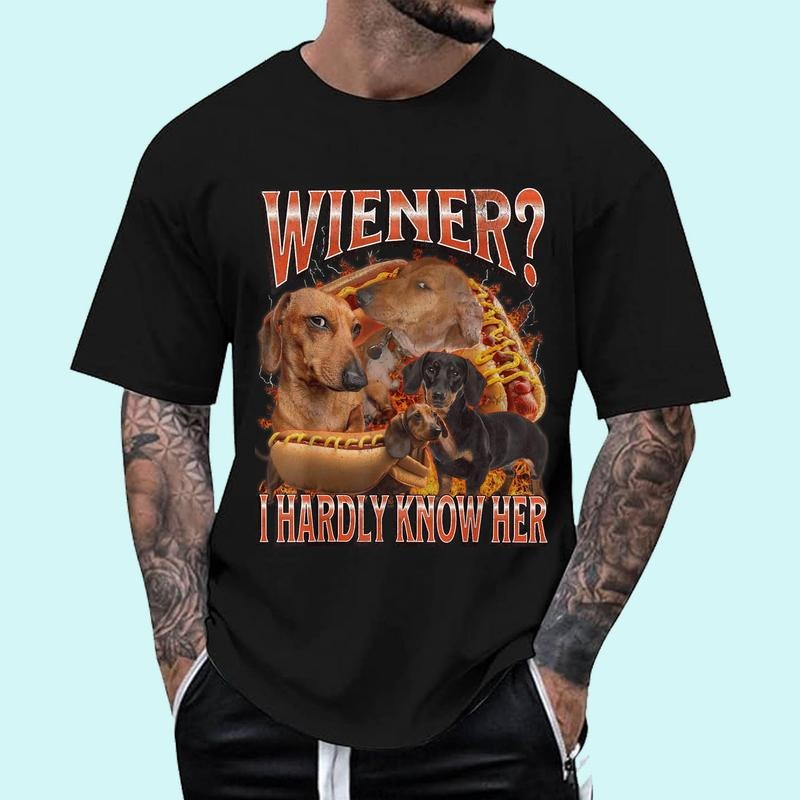Wiener I Hardly Know Her Funny Offensive Dachshund Bootleg Unisex T-Shirt, Cotton 100%, Top Trending Fashion