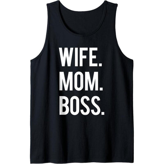 Wife Mom Boss Funny Workout Gym Motivational Womens Gift Tank Top made in USA