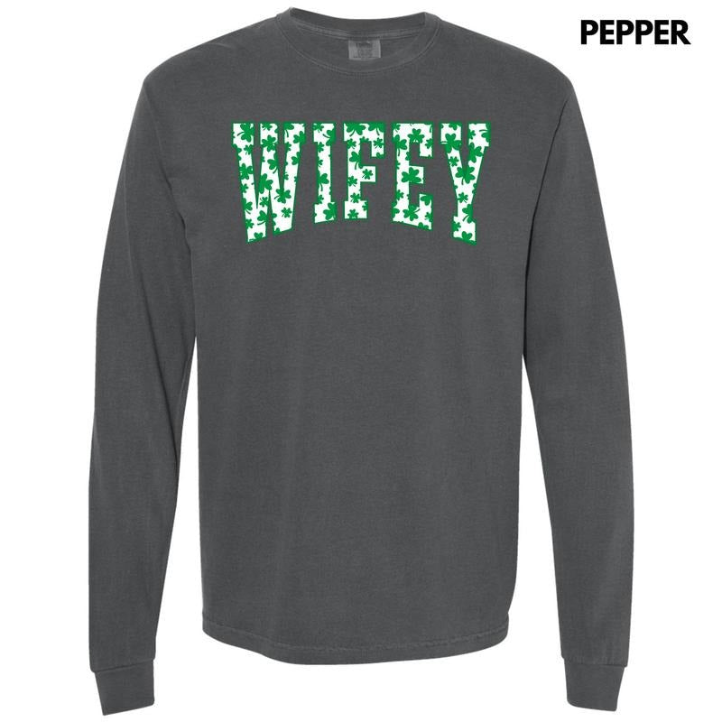 Wifey Clovers Long Sleeve Comfort Colors T-Shirt 'NLB'