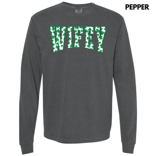 Wifey Clovers Long Sleeve Comfort Colors T-Shirt 'NLB'