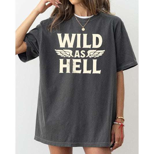 Wild As Hell, Motorcycle, Trendy, Vintage, Retro, Biker Tshirt, Women's Comfort Color Tee, Tshirt
