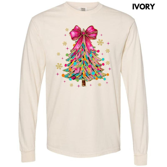 Wild Colors Christmas Tree Long Sleeve Comfort Colors T-Shirt 'NLB'