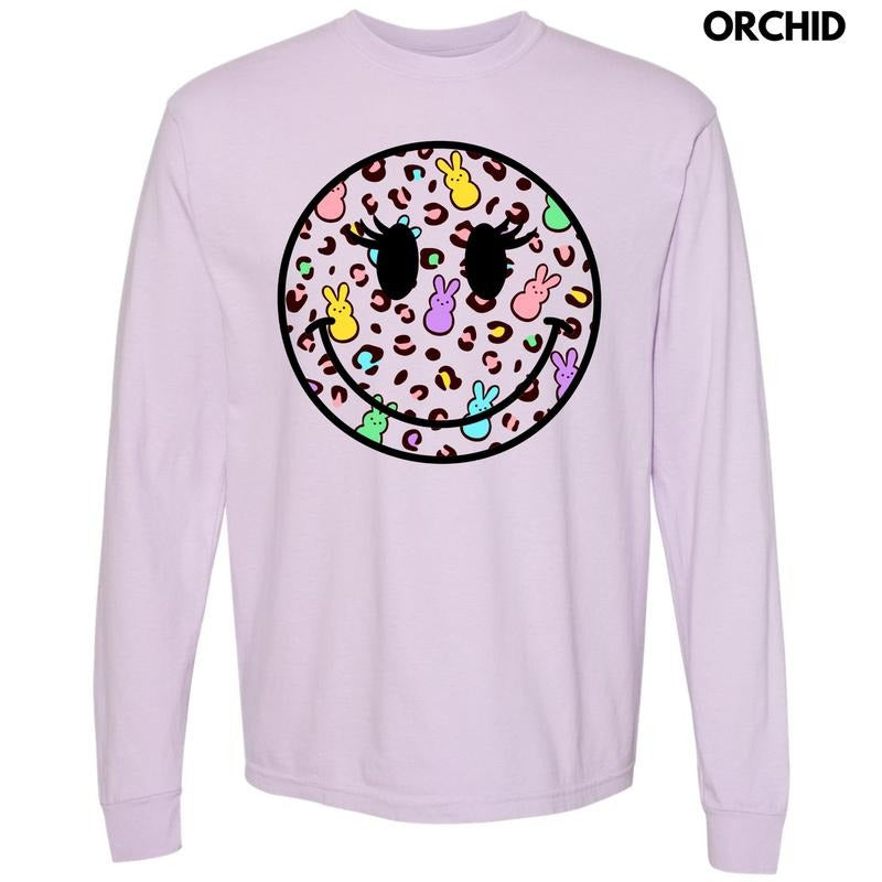 Wild Peeps Happy Face Long Sleeve Comfort Colors T-Shirt 'NLB'