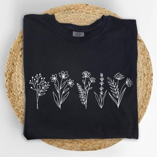 Wildflower Comfort Colors Shirt, Floral Cottagecore Graphic Tee, Botanical Unhinged Tees, Nature Lover T-shirt, Gift For Her
