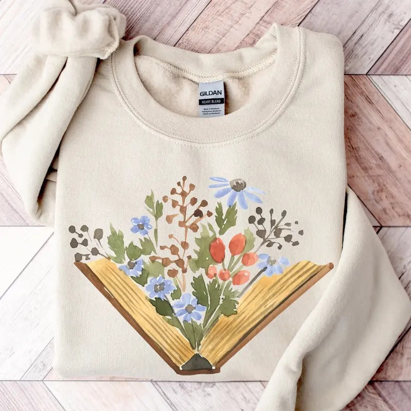 Wildflowers Book Sweatshirt, Librarian Sweatshirt, Book Lovers, Gift For Bookworms, Book Sellers Gift, Gift For Teachers, Readers' Sweater