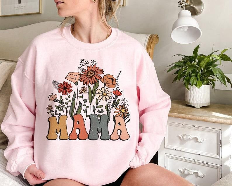 Wildflowers Mama Shirt, Retro Mom TShirt, Mother's Day Gift Best Price