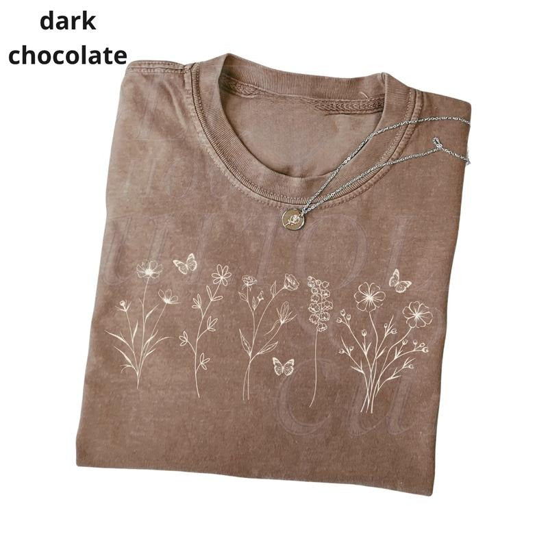 Wildflowers Vintage 90s Style Tshirt, Retro Y2k Flower Lovers Shirt, Bloom Shirt, Botanical Lovers Shirt, Butterfly Tee