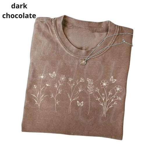 Wildflowers Vintage 90s Style Tshirt, Retro Y2k Flower Lovers Shirt, Bloom Shirt, Botanical Lovers Shirt, Butterfly Tee