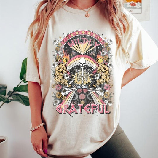 Wildly Grateful Skeleton Vintage Shirt, Grateful Vintage Shirt, Wildly Grateful Concert Shirt, Comfort Colors, Skeleton Dead Shirt
