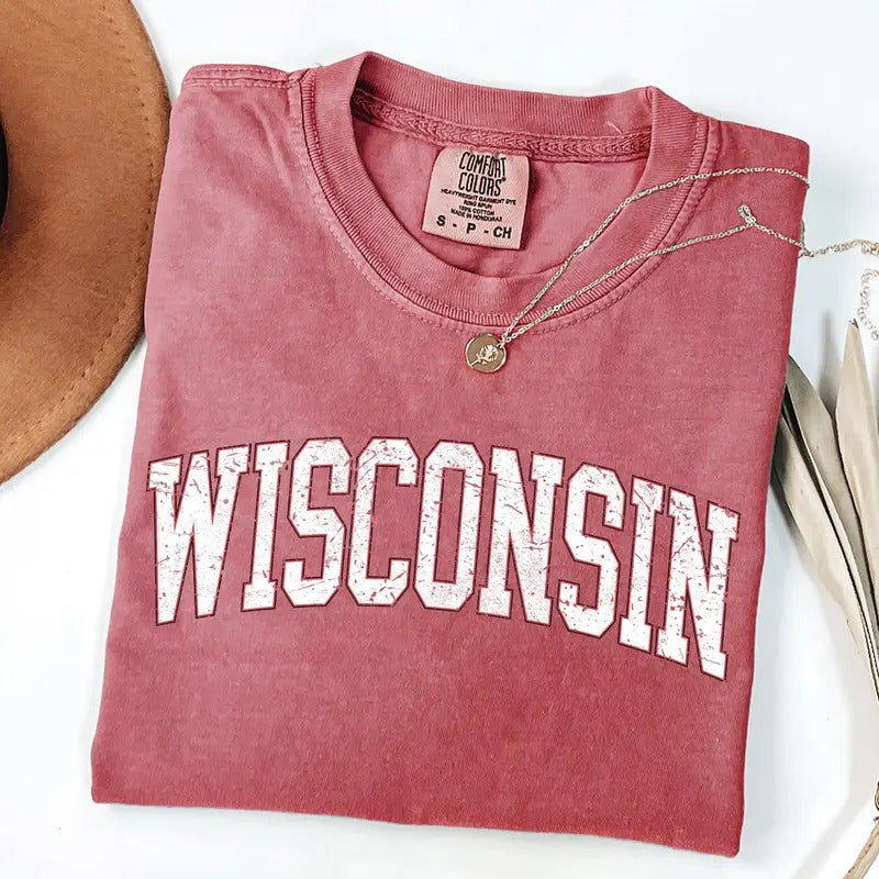 Wisconsin, Football, Sports, Game Day, Big Game, Touchdown, Tailgate Party, University, College, State Tshirt, Women's Comfort Colors Tshirt, Graphic Tee