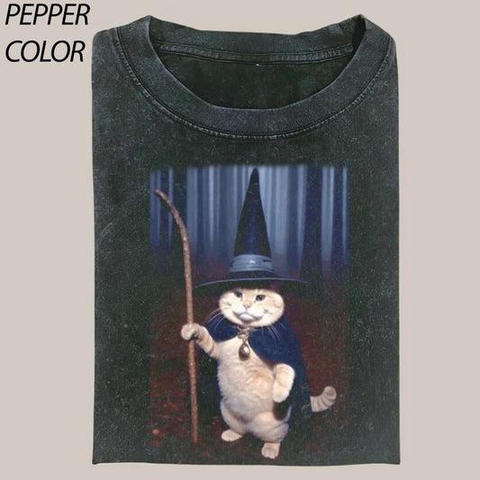 Wizard Cat T-shirt, Cat Lover T-shirt, Magical Cat Tshirt, Vintage 90s TShirt Orange Cat T-Shirt, Cat meme gift, meme shirts, Gift For him and her