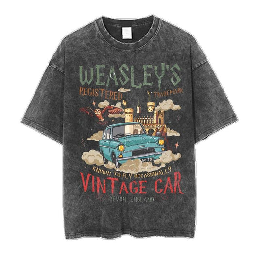 Wizard Flying Car Shirt, Vintage Flying Car T-Shirt, Wizard Magical Adventure Sweater, Wizarding World Sweatshirt, Bookish Wizard Tee