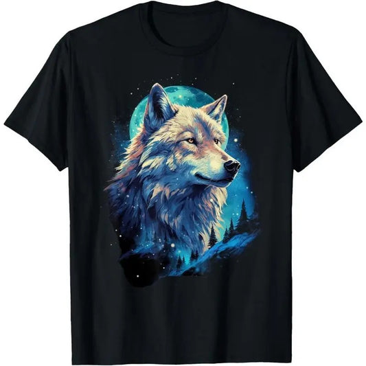 Wolf Moon Howling Lone Funny Wolves pack of wolves T-Shirt Made in USA