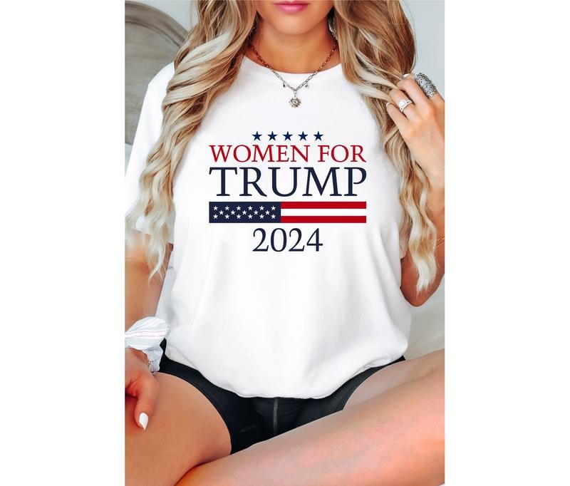Woman For Trump Shirt, Woman's Election T-shirt, Republican Tee, President Shirt, Trump Lover Gift Tee For Mom, Voting Shirt For Girlfriend, USA Flag Tee.