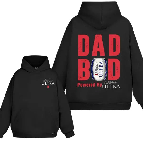 Dad Bod Michelob Ultra 2 Sided Hoodie/Sweatshirt(No Hood)/T-Shirt, For Men/Women - Unisex Style, 100% Cotton, Pullover unisex hoodie