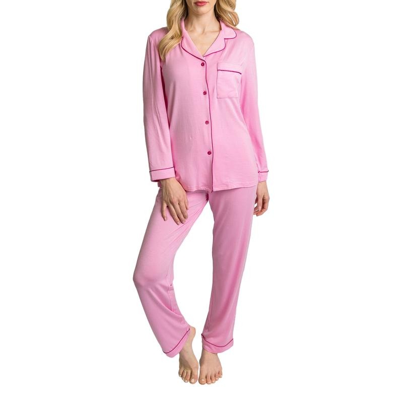 Women 2 Piece Pajama Set Fashion Long Sleeve Button Shirt and Elastic Pants for Loungewear Soft Sleepwear for Nightwear Womenswear Casual