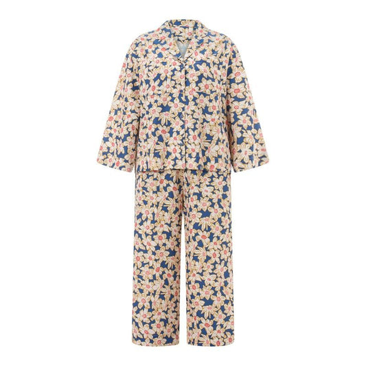 Women 2 Piece Pajama Set Floral Print Long Sleeves Shirts and Elastic Pants Loungewear Soft Sleepwear for Nightwear Trouser Womenswear