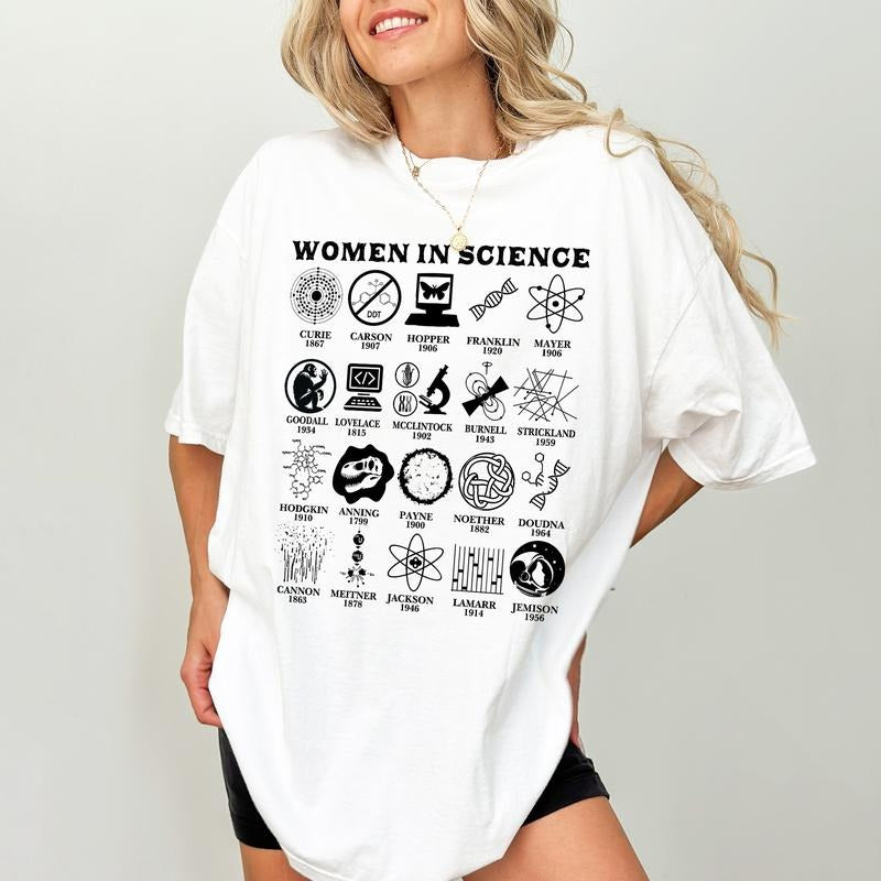 Women In Science Comfort Colors Shirt, Female Scientists Shirt, Feminist Graphic Tee, Woman's Inventions Clothing, Women's Rights Outfits, Womenswear