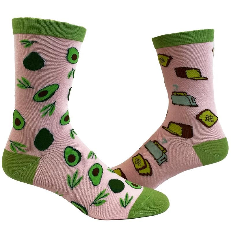 Women's Avocado Toast Socks Funny Millenial Breakfast Bread Graphic Novelty Footwear Funny Graphic Socks Comfortable Fitted Spandex Cotton