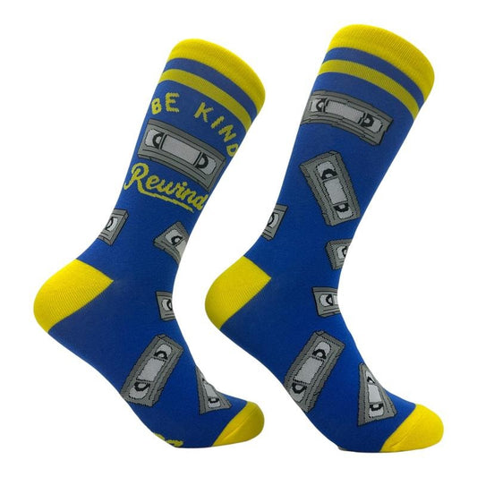Women's Be Kind Rewind Socks Funny Sarcastic Retro VHS Graphic Novelty Footwear for Ladies Funny Graphic Socks Comfortable Fitted Spandex Cotton