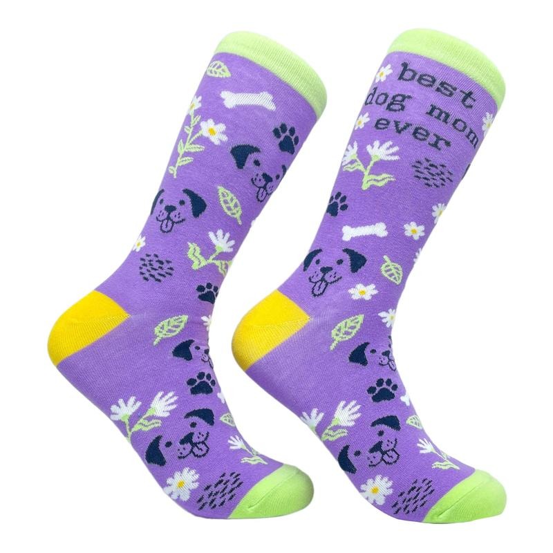 Women's Best Dog Mom Ever Socks Funny Mothers Day Pet Puppy Animal Lover Graphic Novelty Footwear Funny Graphic Socks Comfortable Fitted Spandex Cotton
