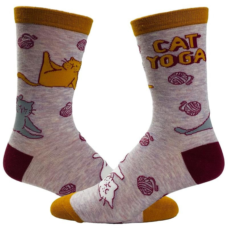 Women's Cat Yoga Socks Funny Stretch Exercise Workout Pet Kitty Lover Graphic Footwear Funny Graphic Socks Comfortable Fitted Spandex Cotton