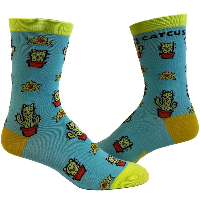 Women's Catcus Socks Funny Pet Cat Kitty Animal Lover Cactus Desert Graphic Novelty Footwear Funny Graphic Socks Comfortable Fitted Spandex Cotton