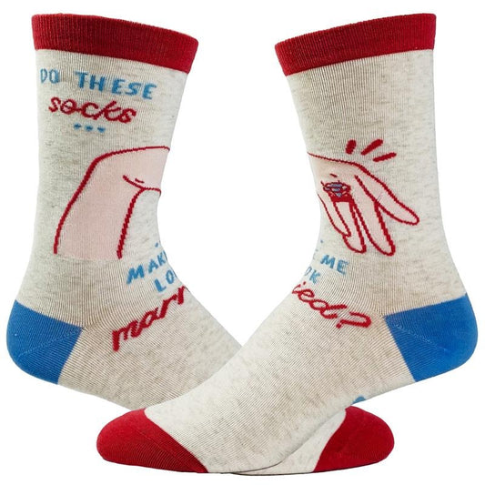 Women's Do These Socks Make Me Look Married Socks Funny Wedding Bride Engagement Ring Footwear Funny Graphic Socks Comfortable Fitted Spandex Cotton