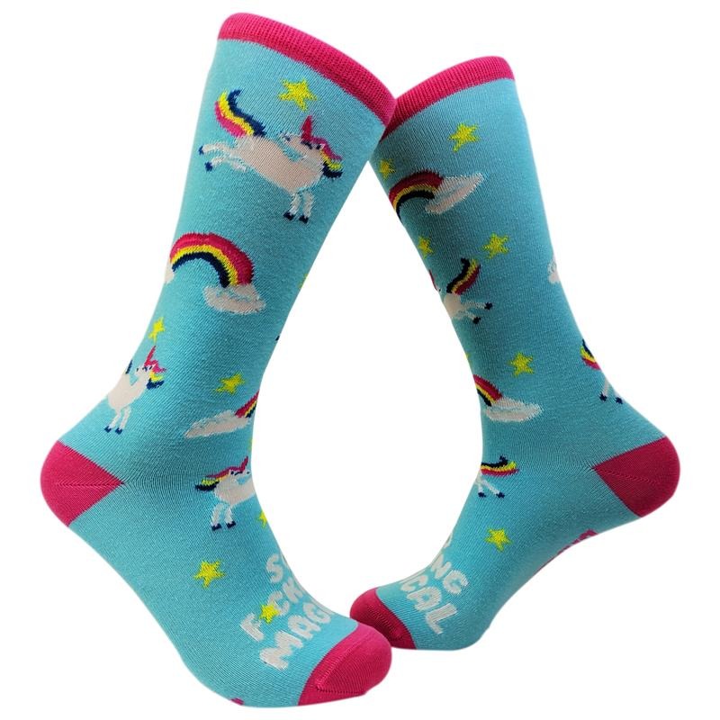 Women's F*cking Magical Socks Funny Magical Rainbows and Unicorns Footwear Funny Graphic Socks Comfortable Fitted Spandex Cotton