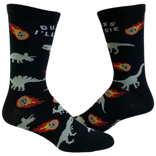 Women's Guess I'll Die Socks Funny Dinosaur Extinction Meteor Graphic Novelty Footwear Funny Graphic Socks Comfortable Fitted Spandex Cotton