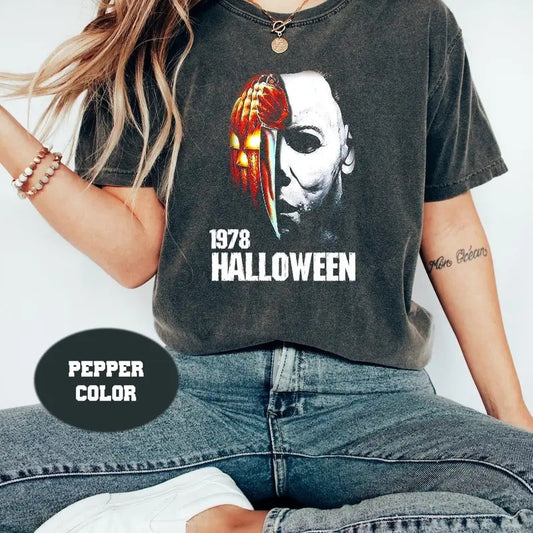 Michael Myers Shirt Men's/Women's Halloween Comfort Colors Shirt, Horror Movie Shirts Halloween Scary Horror Slasher Movie Franchise Shirt