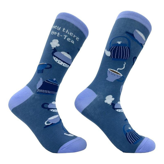 Women's Hey There Hot Tea Socks Funny Pick Up Like Caffeine Lovers Footwear Funny Graphic Socks Comfortable Fitted Spandex Cotton