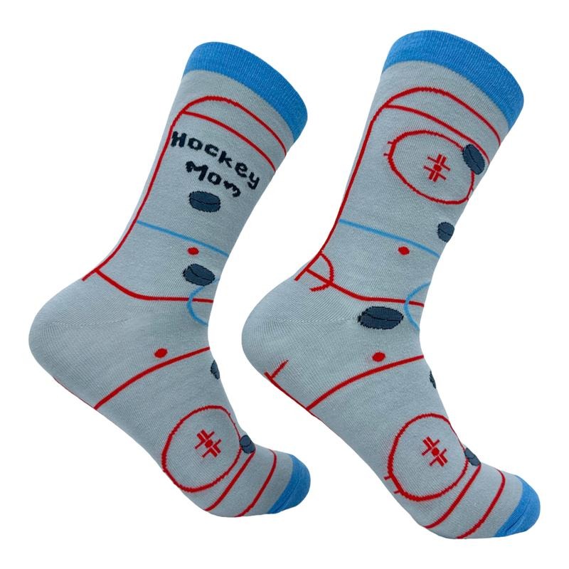 Women's Hockey Mom Socks Funny Cute Ice Rink Momma Footwear Funny Graphic Socks Comfortable Fitted Spandex Cotton
